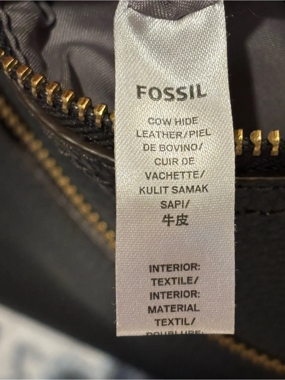 Fossil Elise Double Zip Black Pebbled Leather Crossbody Shoulder Bag